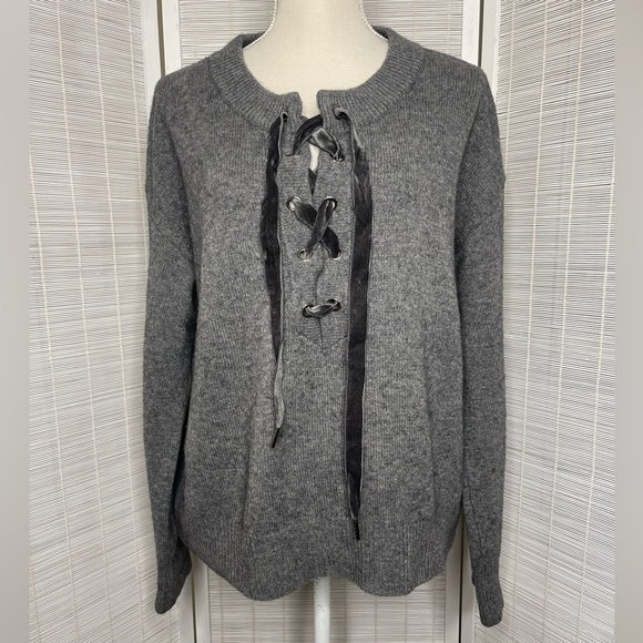 Rails Olivia Lace Up Sweater Ash - Picture 1 of 7